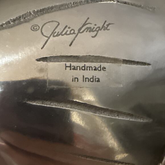 Julia Knight Pomegranite Lily Enamel Aluminum Lily Signed Bowl 8 Inches - Picture 7 of 7